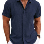 7053ed55-890d-4049-931f-f8b233e3ddad.jpg Breathable Men’s Linen-Look T-Shirt with Standing Collar