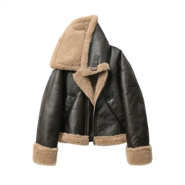 Thickened Warm Double-Sided Short Jacket for Women - Brown