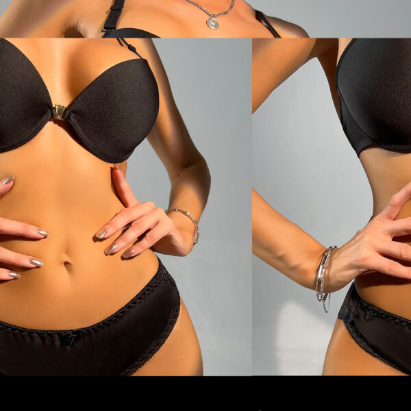 Women's Lingerie Set, Black And Sexy, Front-button Lingerie Set For Women