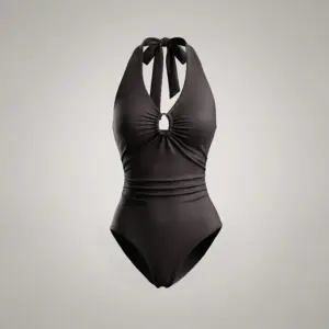 Womens Sexy Deep V-Neck Sleeveless Bodysuit With Tight Fit And Halter Neck Design