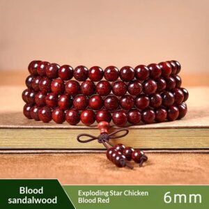 Blood Ebony Rosewood Bracelet, 6 mm Manual Wenwan Beads