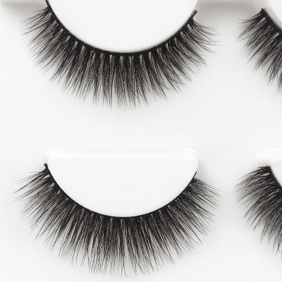 Natural Long 3 D Mink Eyelashes with Cotton Stem, 3 Pairs