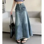72677f3f-d72b-4533-bd58-c5f41ccd7139.webp High-End Designer-Look A-Line Flowy Tummy-Control Denim Skirt