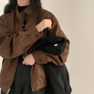 Warm Retro Double-Zipper Deerskin Velvet Coat Jacket