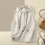Relaxed Hooded Cotton Blend Vest for Easy Layering, Sleeveless