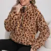 Warm Faux Lambswool Fleece Leopard-Print Hoodie Jacket