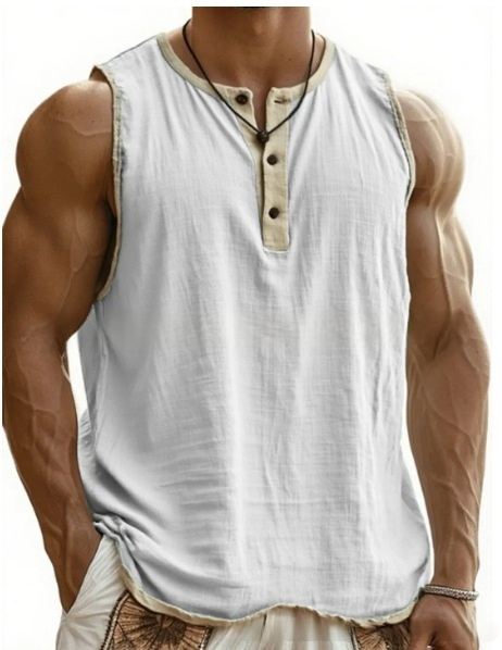 Breathable Pure Cotton Men’s Sleeveless Tank with Sweat Care