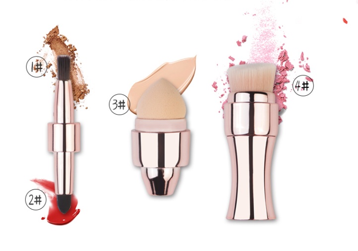 Four-in-one Portable Makeup Brush Set with PBT Bristles Four-in-one Portable Makeup Brush Set with PBT Bristles