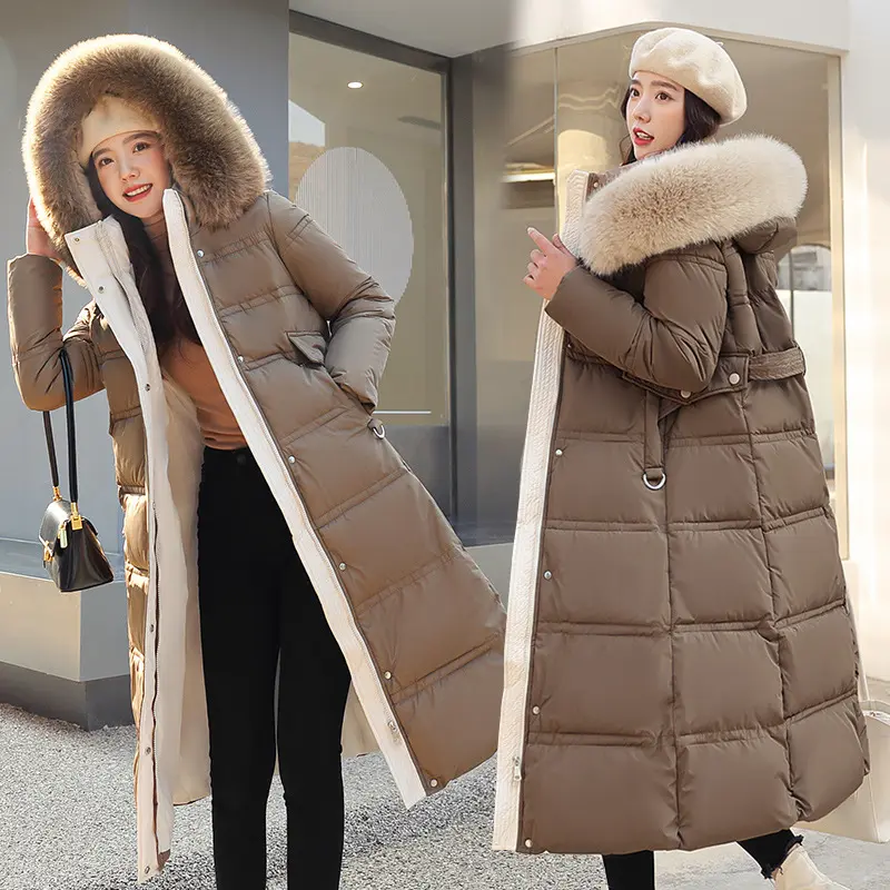 Warm Commuter Padded Cotton Coat for Women, Fur Collar