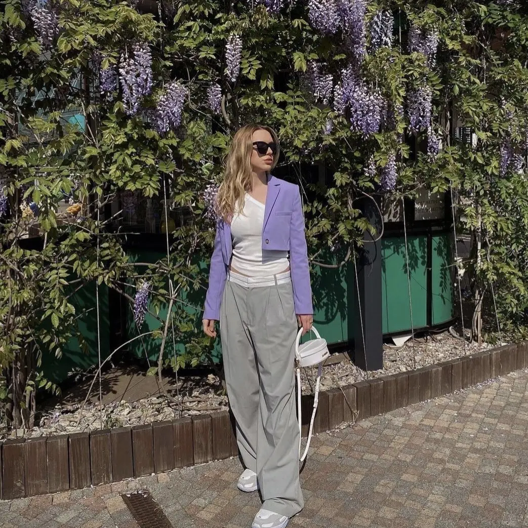 Structured Purple Short Blazer Jacket for Commuting - XS- L Structured Purple Short Blazer Jacket for Commuting - XS- L