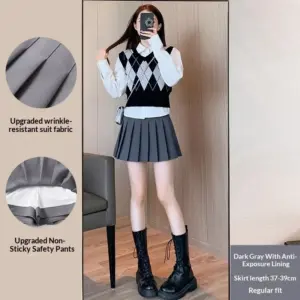 Figure-Flattering High-Waisted Pleated Skirt with Zipper