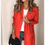 Women's Solid Color Long Sleeve Fake Pocket Casual Blazer