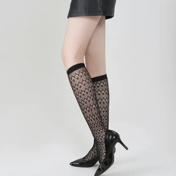 Women's Thin Floral Sexy Lace Trim Fishnet Stockings