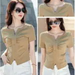 Korean Style Cotton Short Sleeve Top for Women, S-XXXL
