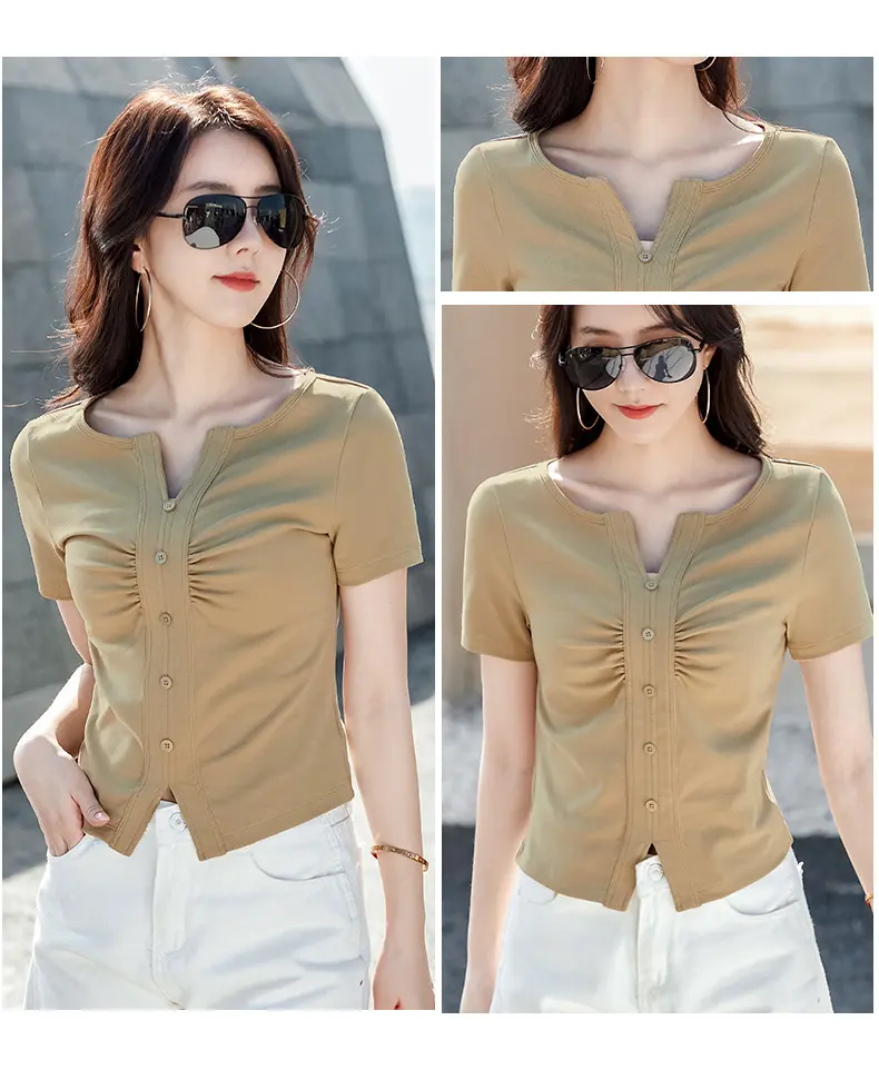 Korean Style Cotton Short Sleeve Top for Women, S-XXXL