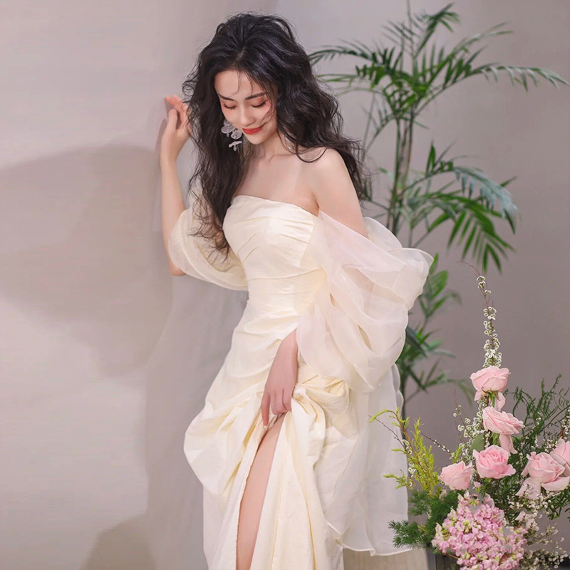 Tube Top Light Wedding Dress Bride Simple Long Tube Top Light Wedding Dress Bride Simple Long