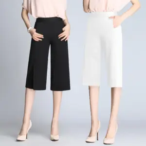 Flattering Cropped Wide-Leg Pants with Flanging Detail