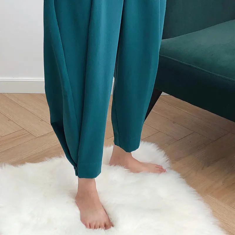 High Waist Drape Wide-leg Pants Cropped Casual Pants High Waist Drape Wide-leg Pants Cropped Casual Pants