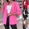 Women's Casual Rolled Sleeves Blazer With Pockets Women's Casual Rolled Sleeves Blazer With Pockets