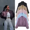 Lightweight Short Stand-Up Collar Cotton Jacket with Pockets