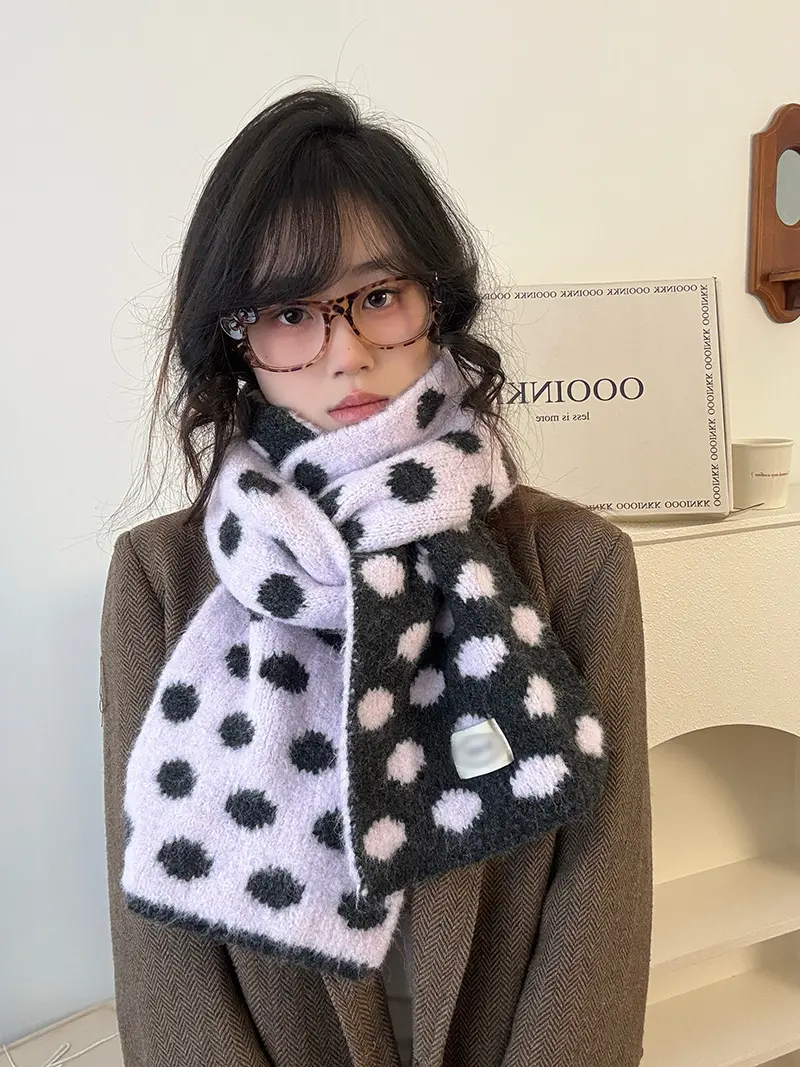 Polka-Dot Scarf for Women with Contrast Wrap Style Polka-Dot Scarf for Women with Contrast Wrap Style