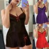 Lace Sling Nightdress Women’s Polyester Pajama Set with Slip Skirt Lace Sling Nightdress Women’s Polyester Pajama Set with Slip Skirt