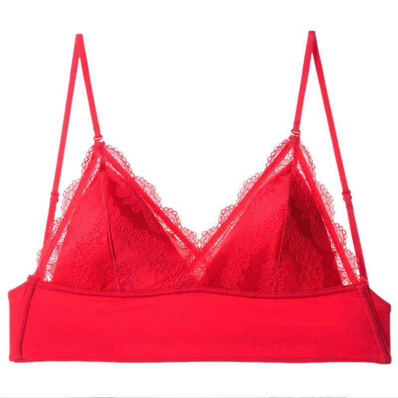 Breathable Lace Triangle Wireless Bra for Low Back