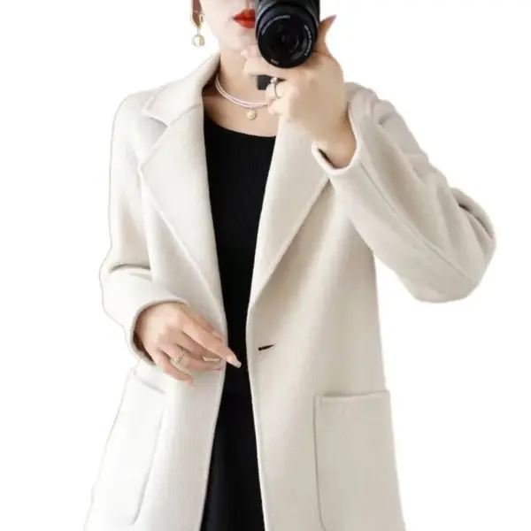 Everyday Warm Mid-Length Wool-Blend Coat with Petal Sleeves