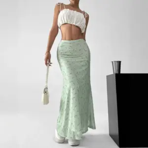 Summer Womens Skirt Mori Style Floral Chiffon Fishtail Maxi Skirt