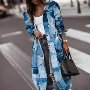 Fashion Personality Casual Lapel Mid-length Trench Coat Women Model 6