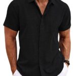 768caff3-f980-4256-88dd-23764b659ef2.jpg Breathable Men’s Linen-Look T-Shirt with Standing Collar