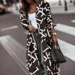 Fashion Personality Casual Lapel Mid-length Trench Coat Women Model 5