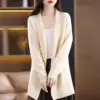 Cozy Womens Knit Cardigan with Relaxed Fit, Mid-Length