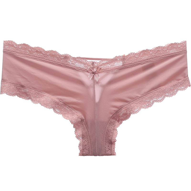 Breathable Ice Silk Lace Panties with Cotton Crotch Lining