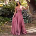 Figure-Flattering Long Bridesmaid Dress with Tight Waist