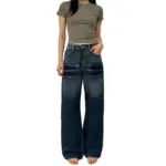 Washed Gradient Straight-Leg Women’s Jeans, Low Waist