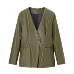 Women's Long-sleeved V-neck Leather Jacket