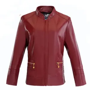 Tailored Slim-Fit PU Leather Jacket for Easy Zip Closure