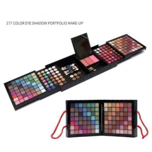 177-Color Eye Shadow & Bronzing Plate Makeup Set, Black