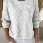 78b2ab09-8b6b-444c-9302-feb3edf078e0.webp 3 D Relief Crewneck Long Sleeve Sweater for Women, Loose Fit