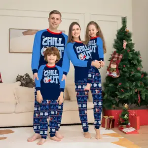 Letter Snowflake Printed Cotton Parent-Child Christmas Suit