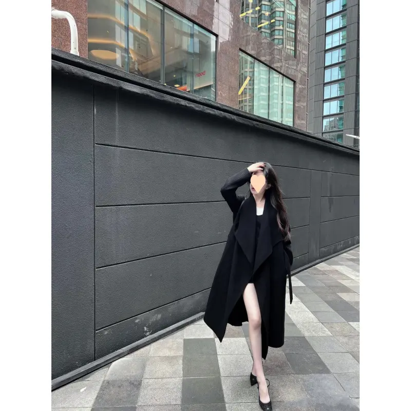 Petite Hepburn-style Chic Thick Wool Coat