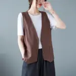 78eb13e8-c4fd-4549-8407-05b416c9c025.webp Relaxed Fit Cotton-Linen Sleeveless Vest with Button Detail