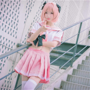 Stage-Ready Astolfo Cosplay Costume in Pink Set Includes Top