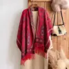 Warm Ethnic Jacquard Cashew Flower Shawl Scarf 200 x65 cm