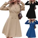Tailored Slim Fit Double-Breasted Long Sleeve Trench Coat