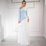 7a6b21c8-d4e3-4531-8c3d-25ba71153bb1.jpg Beaded & Sequined Pleated Chiffon Evening Gown, Blue/White