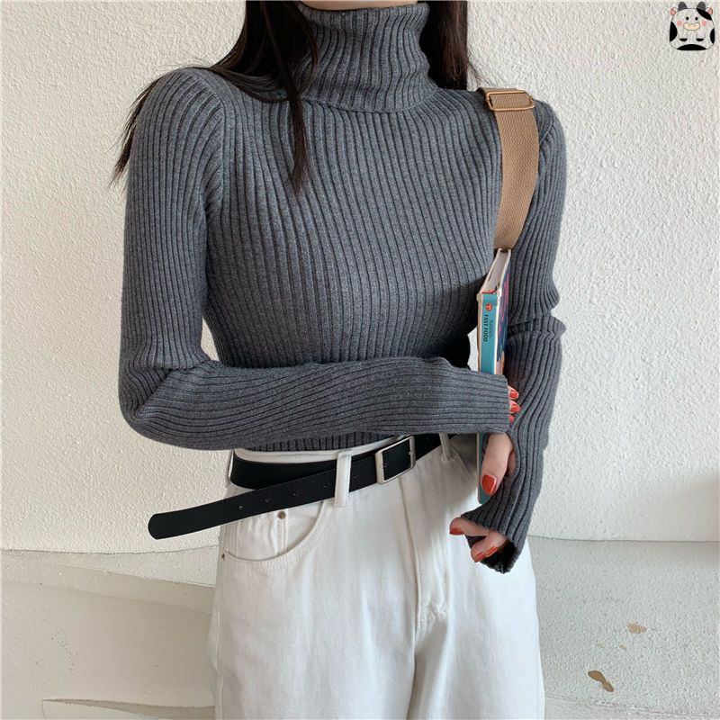 Women's Fashion Turtleneck Slim-Fit Knitted Sweater