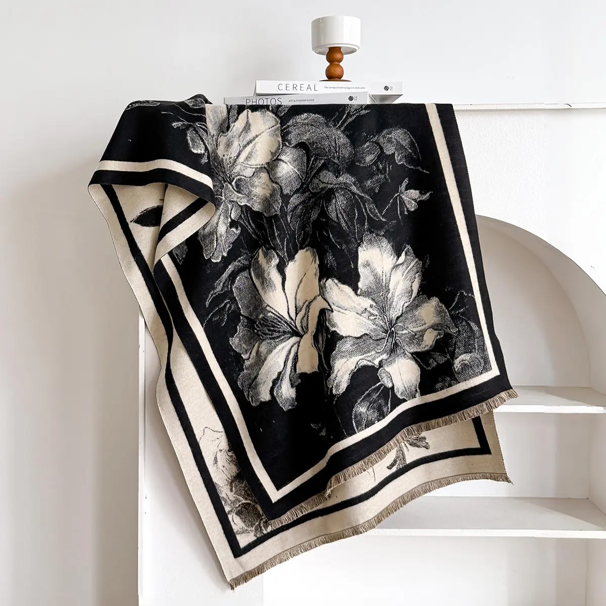 Warmth-Keeping Faux Cashmere Neck Warmer Shawl, 185 x65 cm