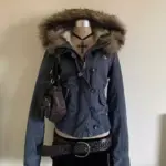 Warm Women’s Short Jacket with Fur-Trim Hood